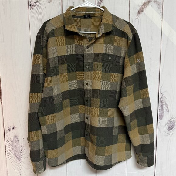 KÜHL Pixelatr Flannel Shirt Mosswood Green Plaid Men’s XL Long Sleeve - Picture 1 of 13